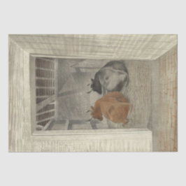 Zwei Kühe in einem Stabil (von Eric Ravilious) Seidenpapier