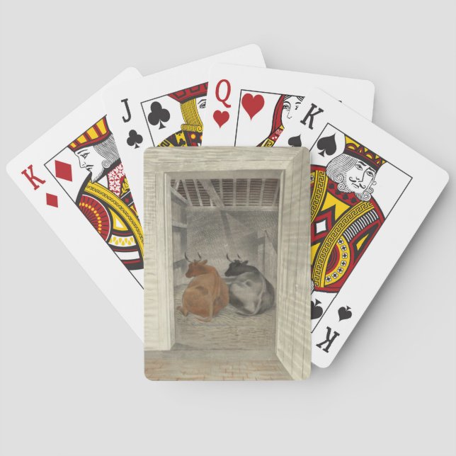 Zwei Kühe in einem Stabil (von Eric Ravilious) Spielkarten (Rückseite)