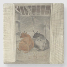 Zwei Kühe in einem Stabil (von Eric Ravilious)