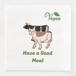 Zwei Kühe mit Veganem Logo-Leaf Personalisiert Serviette