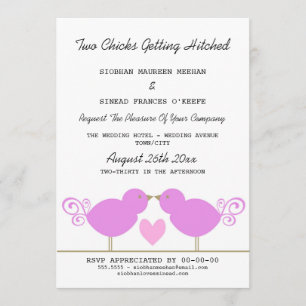 Zwei Küken, die Hitched lesbische Hochzeit Einladung