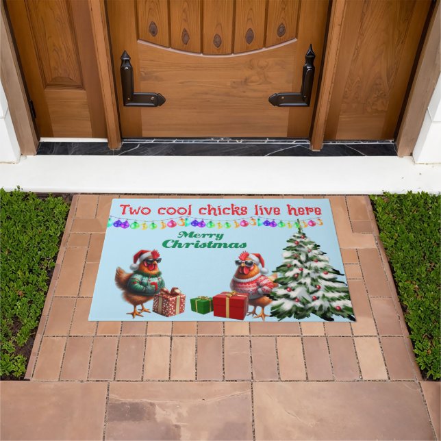Zwei Küken Weihnachtsfußmatte Fußmatte (Außenbereich)