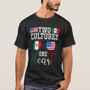 Zwei Kulturen Ein Herz Mexikanisch USA Mexiko Unab T-Shirt