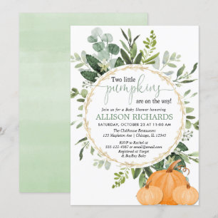 Zwei Kürbisbaby-Dusche, zwei kleine Kürbis fallen Einladung
