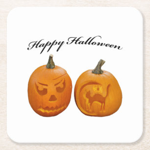 Zwei Kürbisse Frohes Halloween Rechteckiger Pappuntersetzer