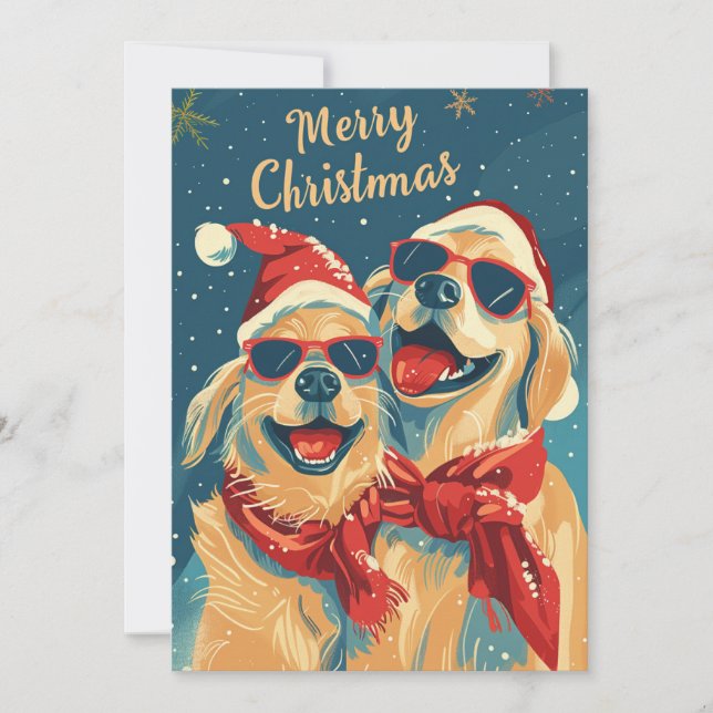 Zwei Labrador mit Sonnenbrille Frohe Weihnachten (Vorderseite)