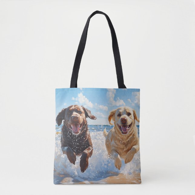 Zwei Labrador Retriever am Strand (Vorderseite)