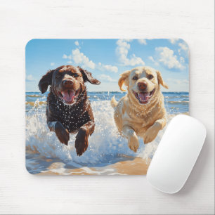 Zwei Labrador Retriever am Strand Mousepad