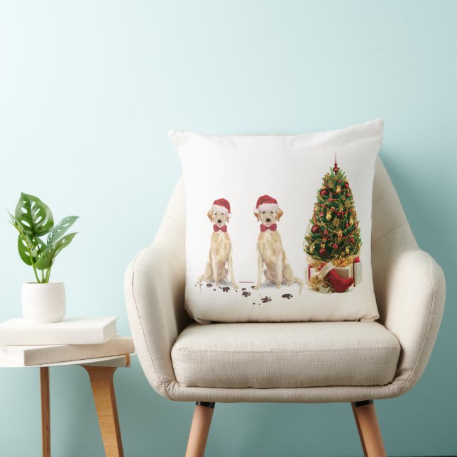 Zwei Labrador Retrievers Funny Christmas Dog Kissen (Stuhl )
