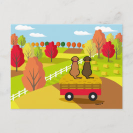 Zwei Labradoren auf dem Heukarren im Herbst Postka Postkarte