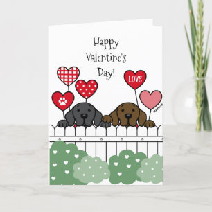 Zwei Labradoren beobachten Cartoon Valentine Feiertagskarte