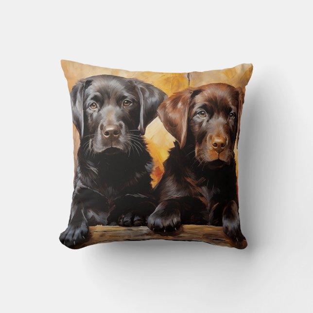 Zwei Labradorpuppen Kissen (Vorderseite)