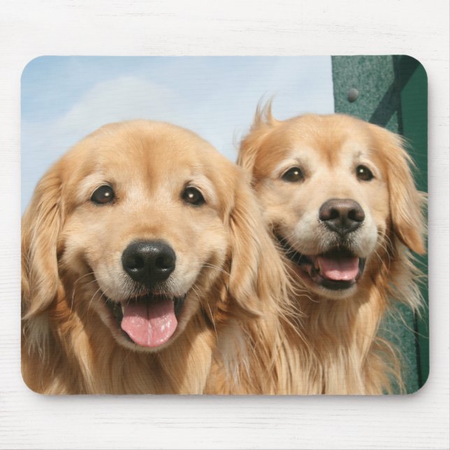 Zwei lächelnde goldene Retrievers Mousepad (Vorne)