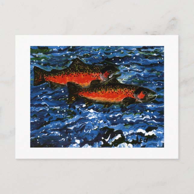 Zwei Lachse Postkarte (Vorderseite)