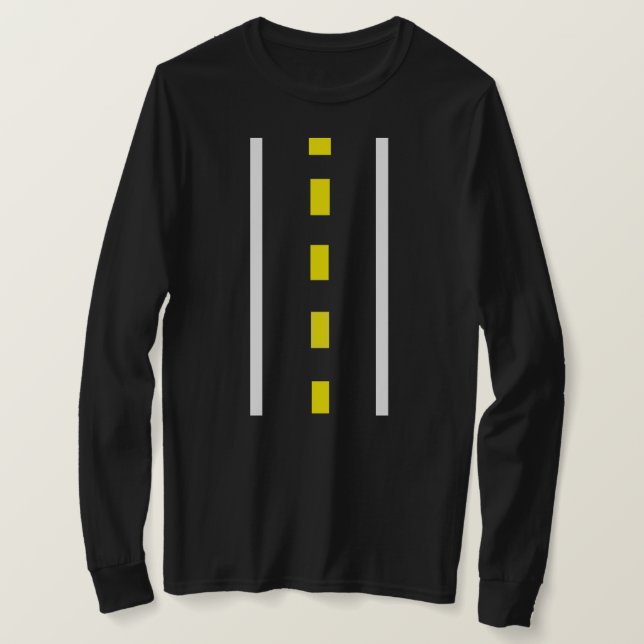 Zwei Lane Road Long Sleeve T - Shirt (Schwarz & We (Design vorne)