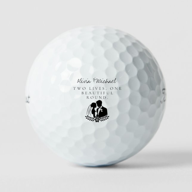 “Zwei Leben, eine schöne Runde” Anpassbarer Name Golfball (Vorderseite)