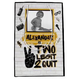 Zwei Legit Retro 90er Hip Hop 2. Geburtstags-Foto Mittlere Geschenktüte