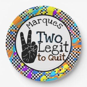 Zwei Legit to Quit   Retro 2. GeburtstagsHip Hop Pappteller