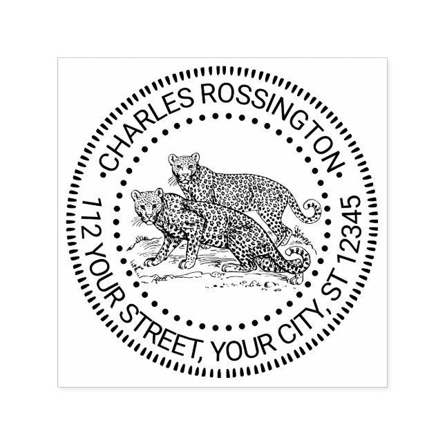 Zwei Leopards Stehend Name Rücksendeadresse Permastempel (Design)