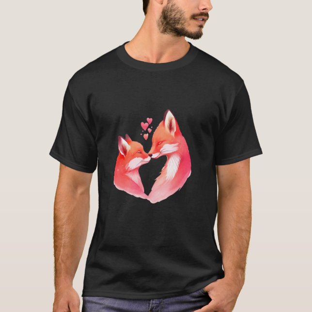 Zwei liebende Füchse in der Liebe Herz Valentinsta T-Shirt (Vorderseite)
