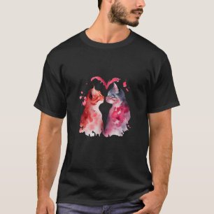 Zwei liebende Katzen in Liebesherz Valentinstag Fe T-Shirt