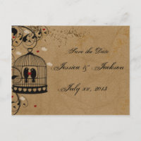 Zwei liebende Vögel Save the Date Postkarte