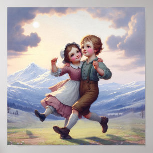 Zwei liebenswerte alte Munchkins beim Tanzen Poster