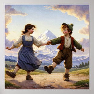Zwei liebenswerte Vintage-Munchkins beim Tanzen Poster