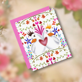 Zwei Liebesvögel Herz Blume Valentinstag