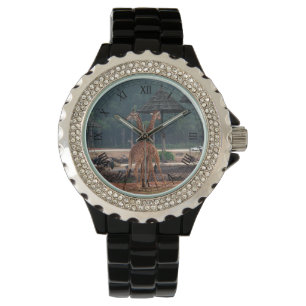 zwei liebevolle Giraffen Armbanduhr