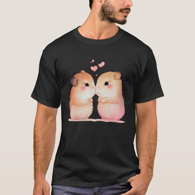 Zwei liebevolle Hamster in der Liebe Herz Valentin T-Shirt (Vorderseite)