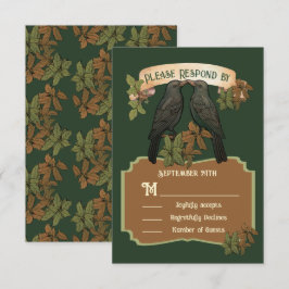 Zwei liebliche Vögel Folk Art Hochzeit RSVP Einladung