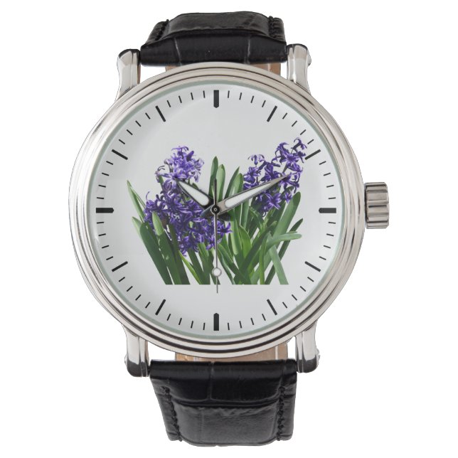 Zwei Lila Hyacinths Armbanduhr (Vorderseite)