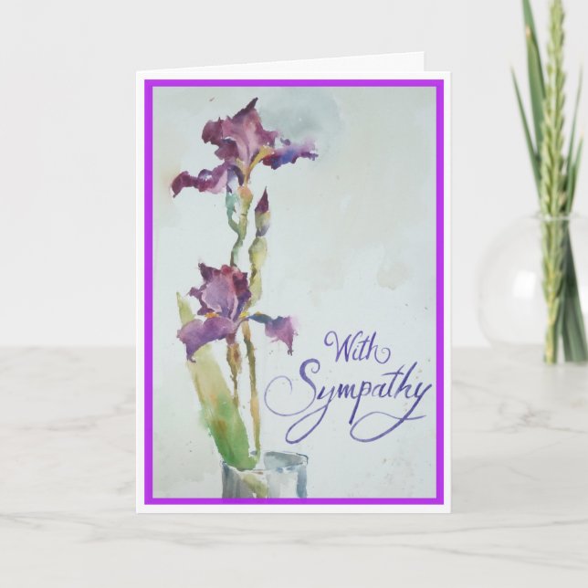 Zwei Lila Iris Sympathy Card Karte (Vorderseite)