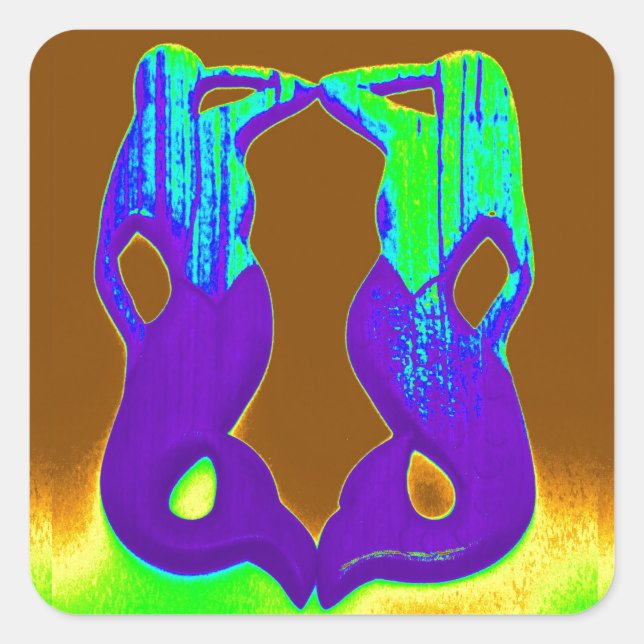 zwei lila Meerjungfrauen Quadratischer Aufkleber (Vorderseite)