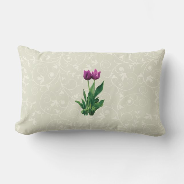Zwei Lila Tulips Lendenkissen (Vorderseite)