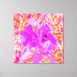 Zwei Lila und heiße rosa Pollen Crazy Hibiskus Leinwanddruck