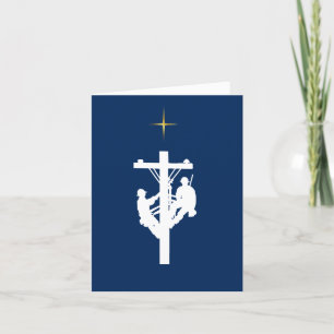 Zwei Linemen Weiße Silhouette auf der Weihnachtska Karte