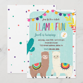 Zwei Llamas Chalkboard zum Geburtstag Einladung