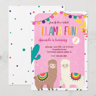 Zwei Llamas zum Geburtstag Einladung