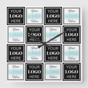 Zwei Logos Event Weiß Einfacher Hintergrund Quadratische Wanduhr