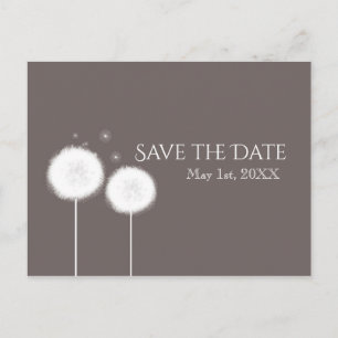 Zwei Löwenzahn Taupe Land Save the Date Ankündigungspostkarte
