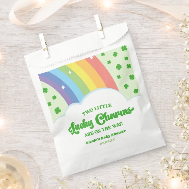 Zwei Lucky Charms Rainbow Twins Baby Dusche Geschenktütchen (Ausgeschnitten)