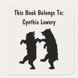 Zwei lustige Silhouette Black Bars tanzen zusammen Quadratischer Aufkleber