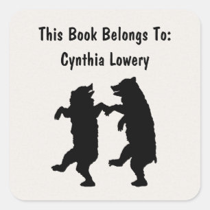 Zwei lustige Silhouette Black Bars tanzen zusammen Quadratischer Aufkleber