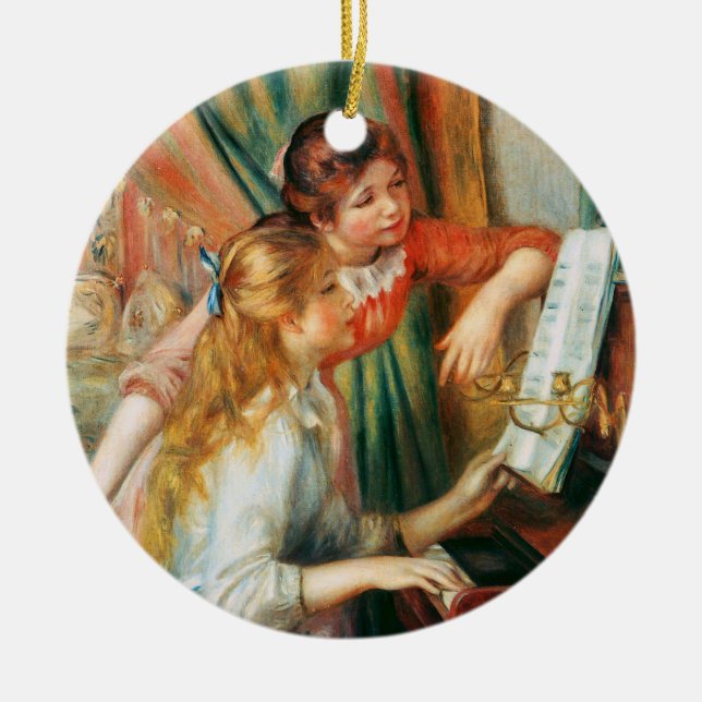 Zwei Mädchen am Klavier, Pierre Auguste Renoir Keramik Ornament (Vorne)