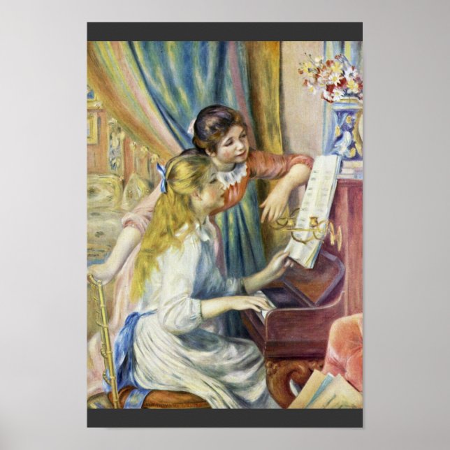 Zwei Mädchen am Klavier von Pierre-Auguste Renoir Poster (Vorne)