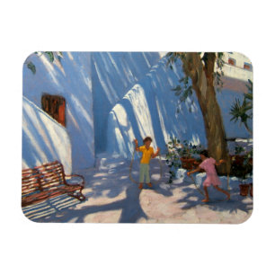 Zwei Mädchen, die Mykonos überspringen Magnet
