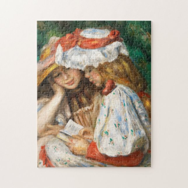 Zwei Mädchen, die von Pierre Auguste Renoir gelese Puzzle (Vertikal)