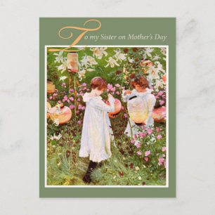 Zwei Mädchen im Garten Vintag Postkarte